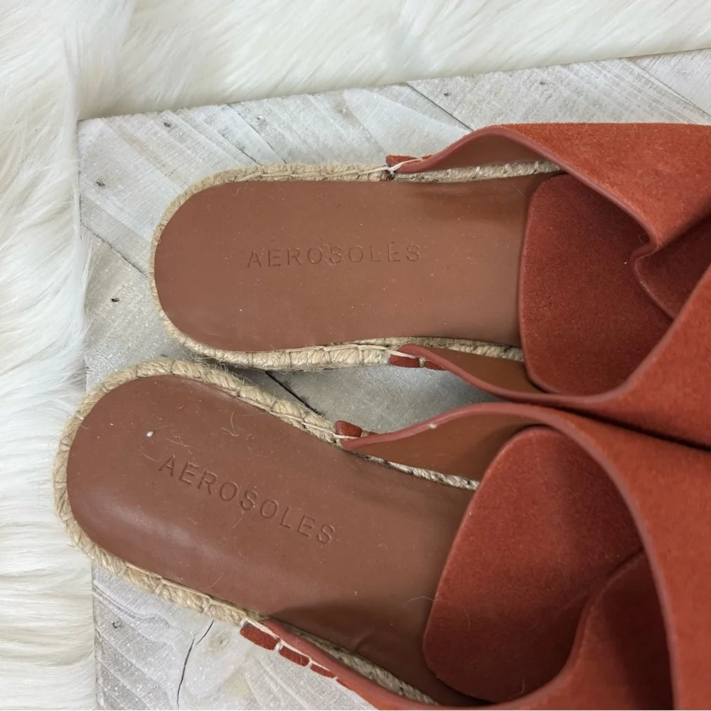 Aerosoles Halley Leather Mule Espadrille Slide Sandals Size 6.5